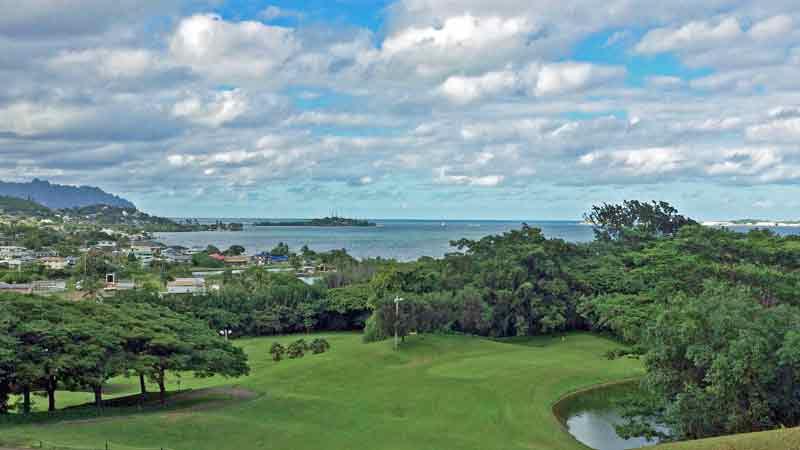 Bay View Golf Course Teeing off on 16th hole 