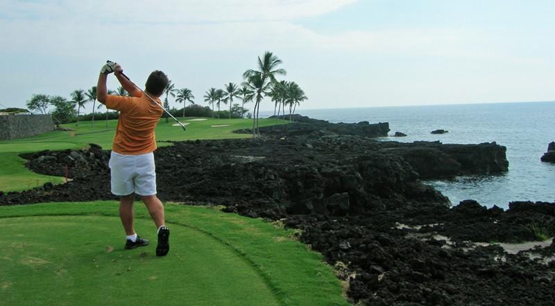 Kona Country Club Ocean teeing up on the ocean hole 3rd