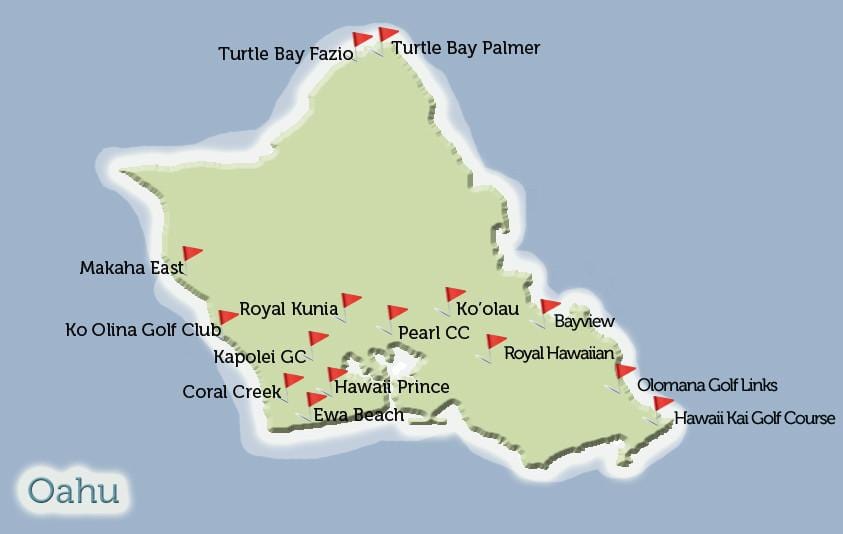 Oahu Golf Courses Map View