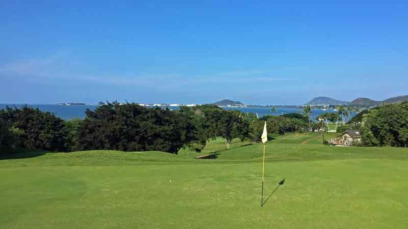A perfect day playing golf at Bay View on the 13th green