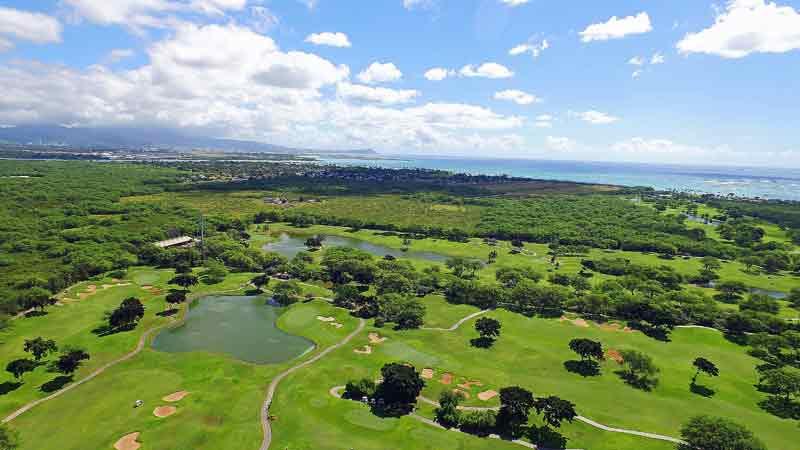Beautiful aerial shot of Ewa Beach Golf Course