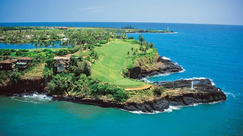 16th hole from the air at Hokuala Hawaii Tee TImes