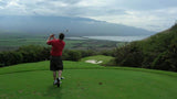 Kahili Golf Course teeing off on par 3 12th hole with ocean view