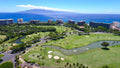 Aerial view of Kaanapali Royal Course beside beachfront hotels